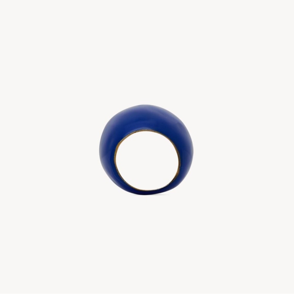 SAINT LAURENT OVERSIZED EGG RING IN METAL AND ENAMEL